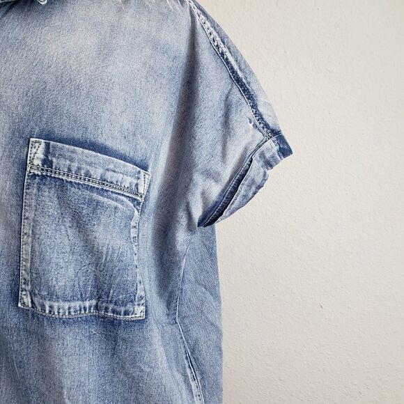 Vanilla star  chambray cuffed cotton dolman top - Picture 8 of 8